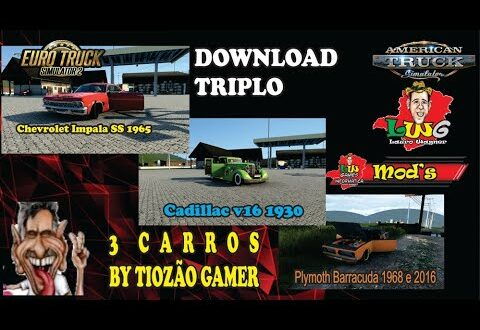 3 Carros Impala SS, Cadillac v16 E Plymoth  Mod Ets2 1.47