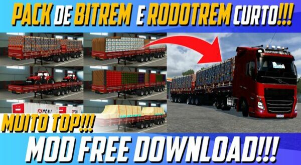 Pack de Bitrem e Rodotrem Curto Mod Ets2 1.48