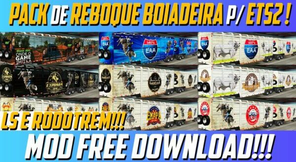 Pack de Roboques Rodotrem Boiadeira Mod Ets2 1.48