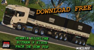 Conjunto Top Qualificado - Scania e Bitrem 9 Eixos + Som Mod Ets2 1.49